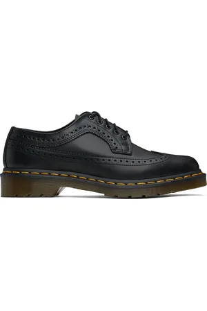 Dr. Martens Black 3989 Yellow Stitch Smooth Leather Brogues