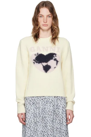 Ganni Off-White Graphic Sweater