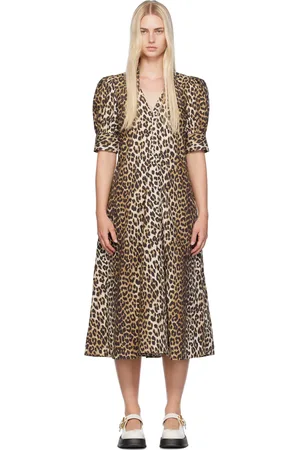 Ganni Brown Leopard Maxi Dress