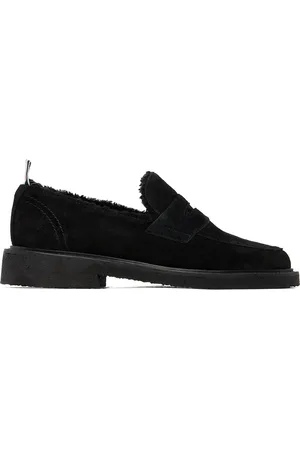 Thom Browne Black Shearling Penny Loafers
