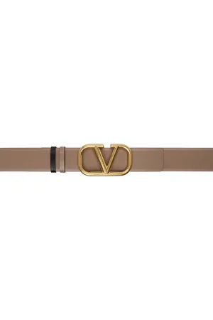 VALENTINO GARAVANI Beige & Black VLogo Signature Reversible Belt