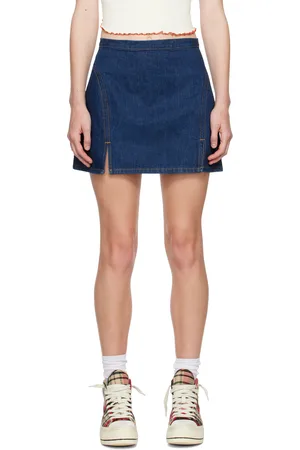 RE/DONE Indigo Split Front Denim Miniskirt