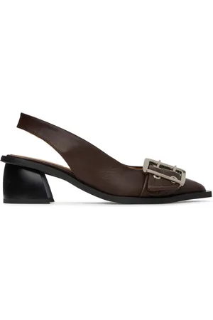Ganni Brown Feminine Buckle Slingback Heels