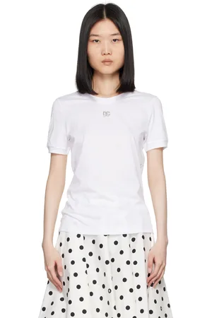 Dolce & Gabbana White Crystal DG Logo T-Shirt