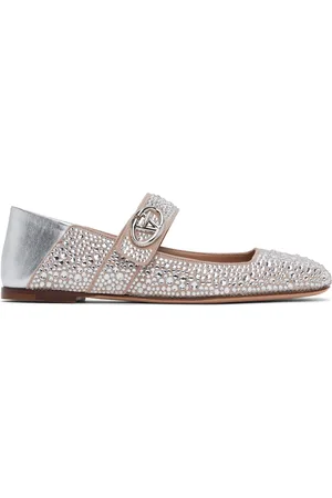 VALENTINO GARAVANI Silver & Pink VLogo Locker Mary-Jane Ballerina Flats