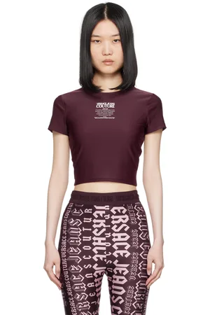 VERSACE Burgundy Warranty Logo T-Shirt