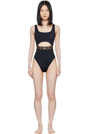 VERSACE Black Greca Border One-Piece Swimsuit
