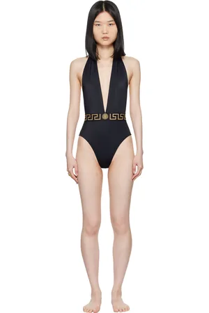VERSACE Black Greca Border One-Piece Swimsuit