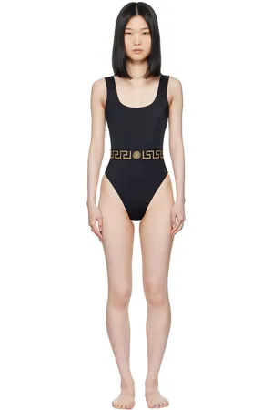VERSACE Black Greca Border One-Piece Swimsuit