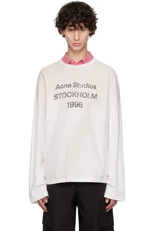 Acne Studios White Printed Logo Long Sleeve T-Shirt