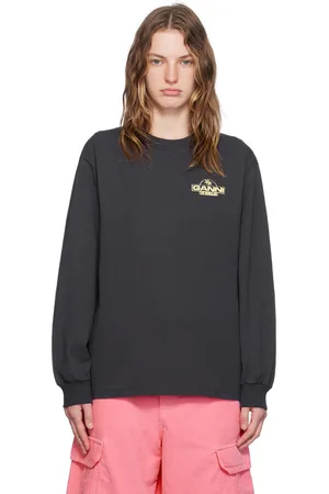 Ganni Black Future Palm Long Sleeve T-Shirt
