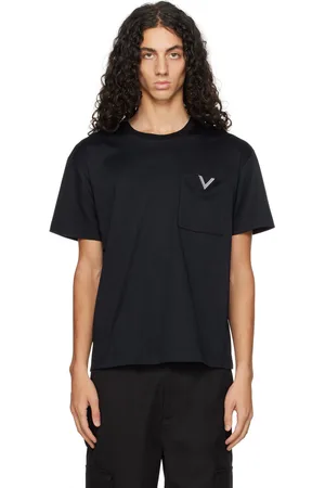 VALENTINO Black Metallic V Detail T-Shirt