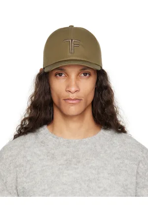 Tom Ford Khaki Canvas & Smooth Leather Cap