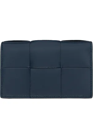 Bottega Veneta Navy Cassette Business Card Holder