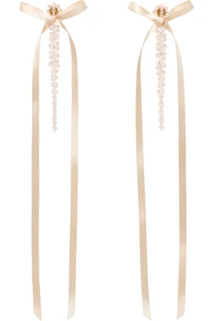 Simone Rocha Pink Bow Ribbon Drip Earrings