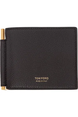Tom Ford Brown Grained Leather Money Clip Wallet