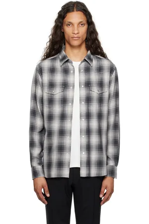 Tom Ford Gray Grand Check Western Shirt
