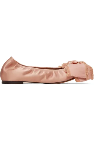 Lanvin Pink Satin Bow Ballerina Flats