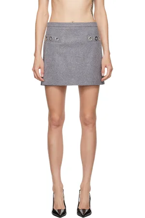 Msgm Gray Eyelet Miniskirt