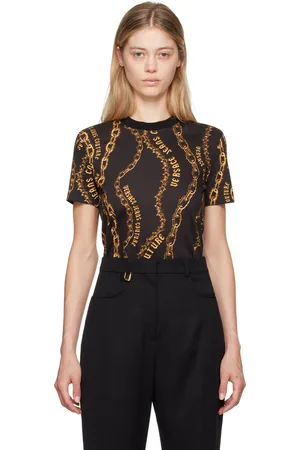 VERSACE Black & Gold Chain Couture T-Shirt