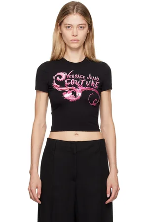 VERSACE Black & Pink Chromo Couture Logo T-Shirt