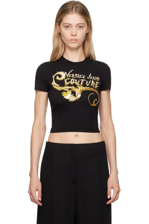 VERSACE Black & Gold Chromo Couture Logo T-Shirt
