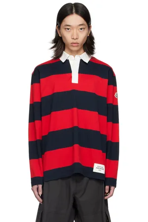 Moncler Navy & Red Striped Polo