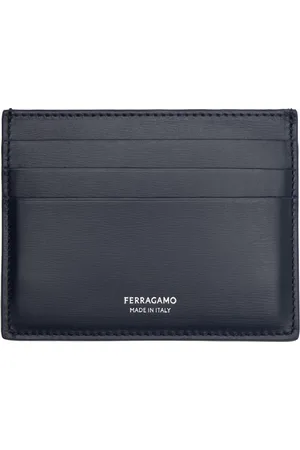 Salvatore Ferragamo Navy Stamped-Logo Card Holder