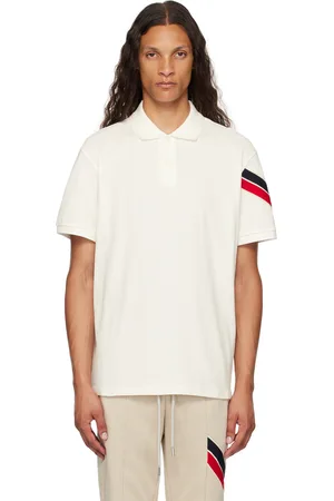 Moncler White Stripe Polo