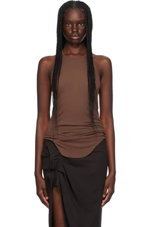 Rick Owens Brown Porterville Basic Rib Tank Top