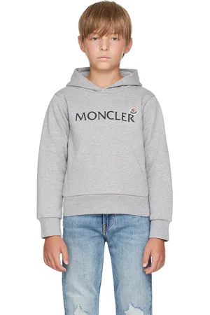 Moncler Big Kids Gray Printed Logo Hoodie