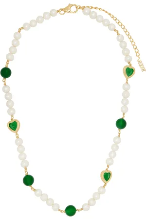 Veert White & Gold Onyx Freshwater Pearl Necklace