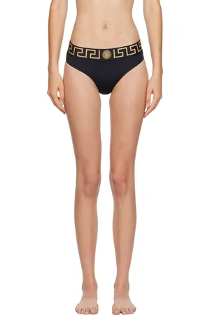VERSACE Black Greca Border Bikini Bottoms
