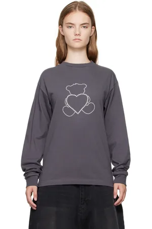 We11 Done Gray Pearl Bear Long Sleeve T-Shirt