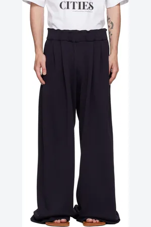 DRIES VAN NOTEN Navy Pleated Sweatpants