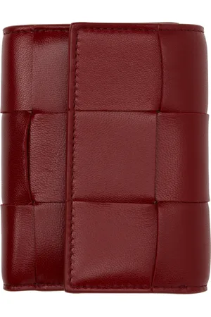 Bottega Veneta Red Cassette Tri-Fold Zip Wallet
