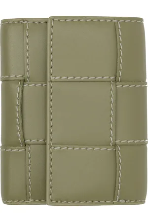Bottega Veneta Green Cassette Tri-Fold Zip Wallet