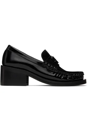 Ganni Black Butterfly Logo Mid Heel Loafers