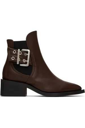 Ganni Brown Feminine Buckle Chelsea Boots