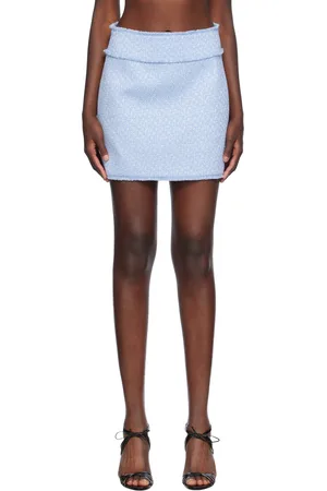 Dolce & Gabbana Blue Raschel Tweed Miniskirt