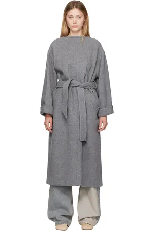 Maison Margiela Gray Belted Wool Maxi Dress