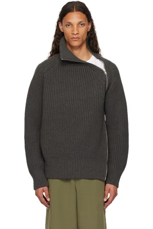 DRIES VAN NOTEN Gray Ribbed Turtleneck
