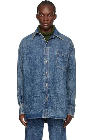 Maison Margiela Blue Pittsburgh Crease Denim Shirt