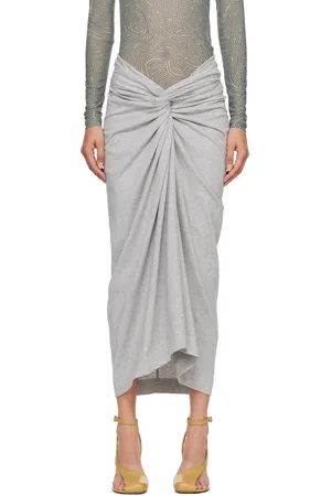 DRIES VAN NOTEN Gray Knotted Midi Skirt