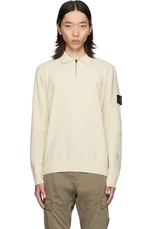 Stone Island Off-White Half-Zip Polo