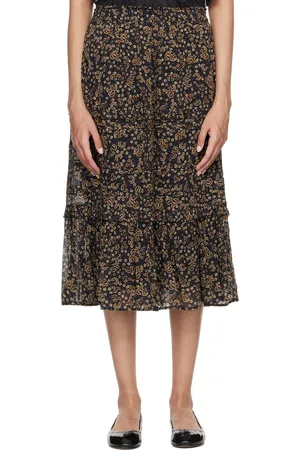 Isabel Marant Black & Beige Diya Maxi Skirt