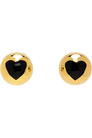 Moschino Gold & Black Heart Buttons Clip-On Earrings