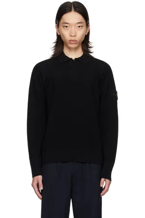 Stone Island Black Half-Zip Polo