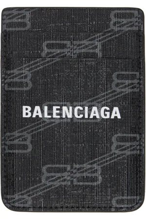 Balenciaga Black Signature Magnet Card Holder