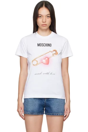 Moschino White Heart Safety Pin T-Shirt